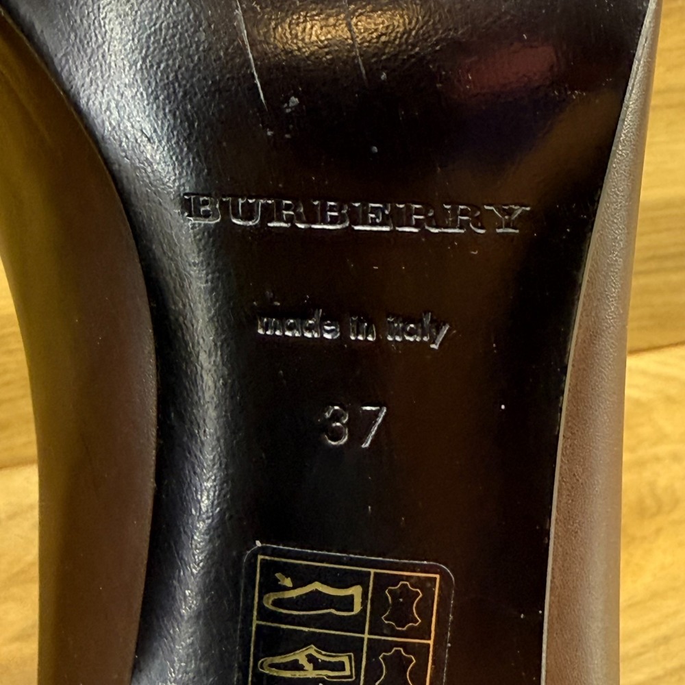 BURBERRY Horsebit Pumps Womens 7 EU 37 Brown Leather Dress Shoes - Picture 10 of 11